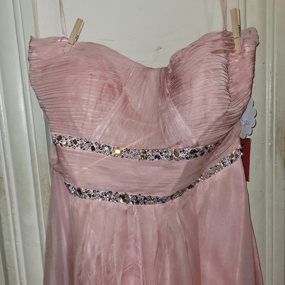 May Queen Blush Strapless Beaded Gown - Picture 5 of 11